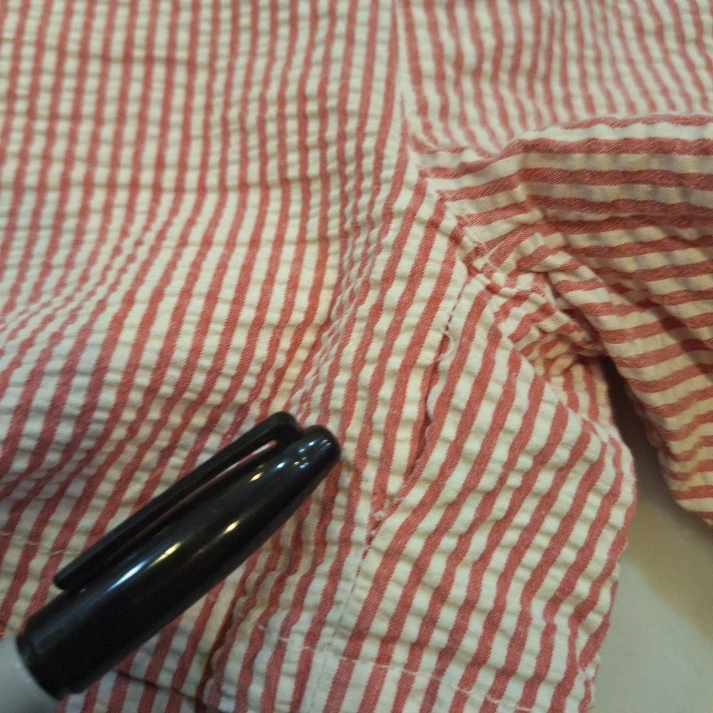 Southern Marsh Swim Trunks Youth Small Red Seersucker Stripe Board Shorts Preppy